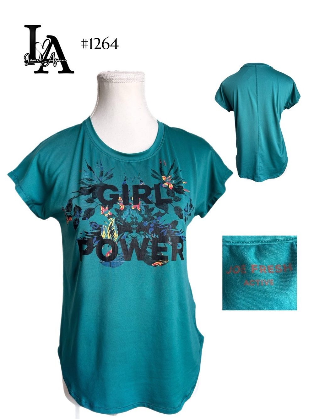 Joe Fresh Teal 'Girl Power' Short Sleeve Tee